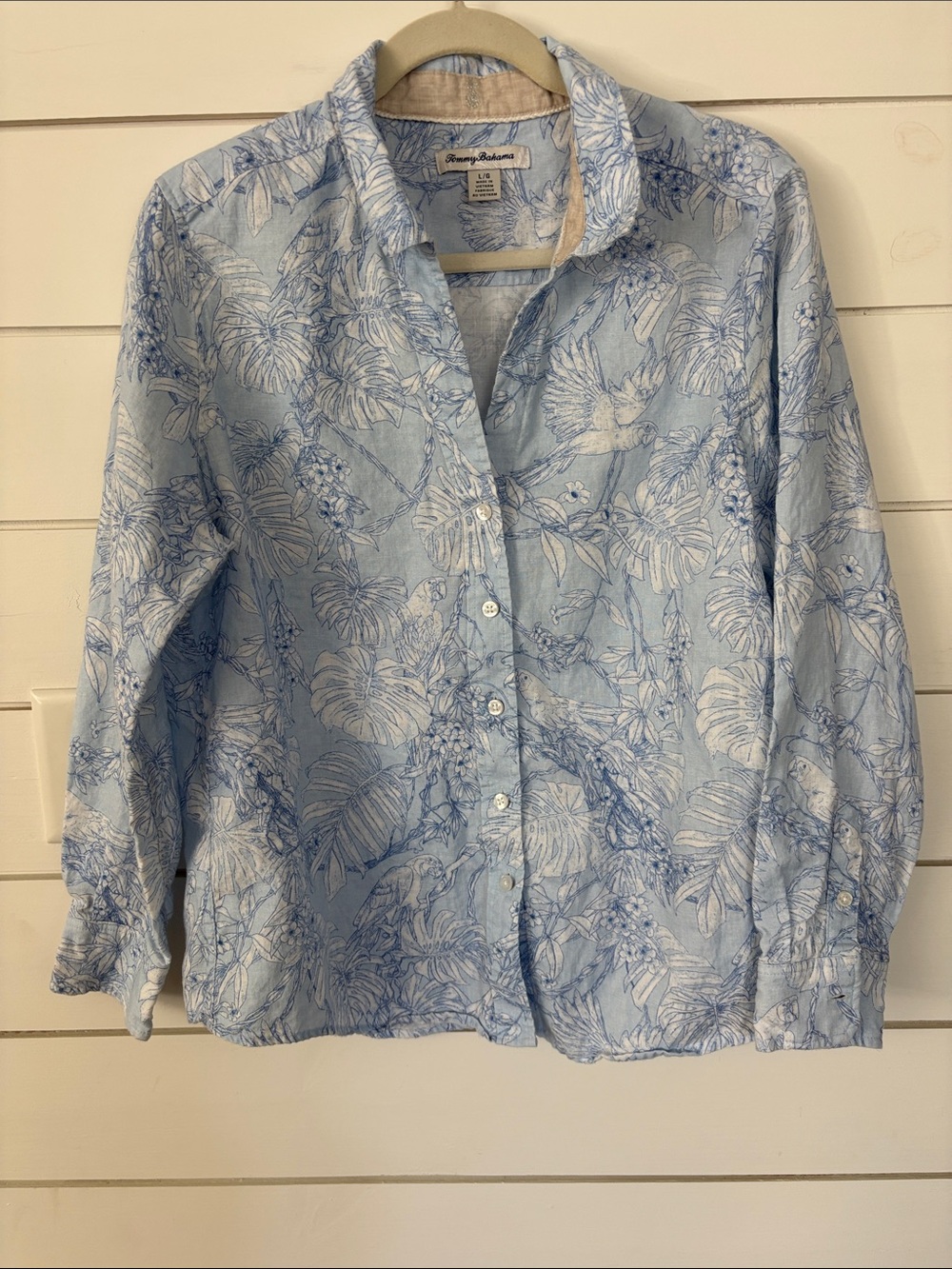 Tommy Bahama Light Blue & White Tropical Print Button-Down Shirt